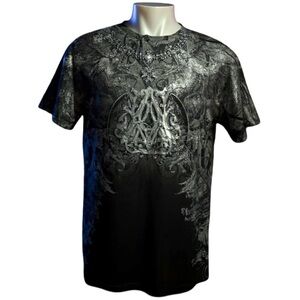Archaic Affliction Atelier Black Gray Silver Graphic T-Shirt Size M